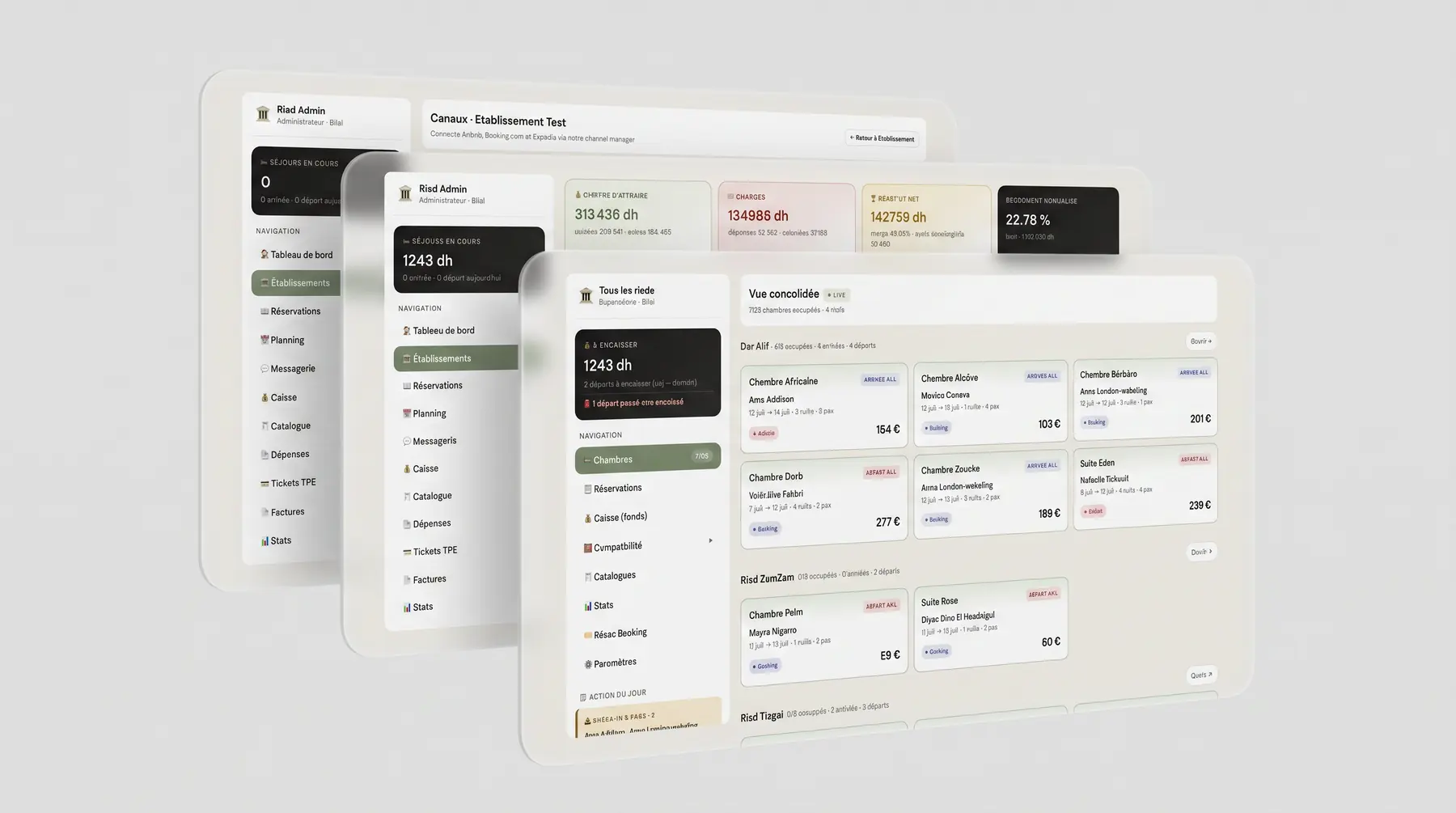 Riad Admin — cinq outils, une plateforme